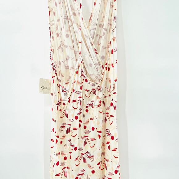 NEW Free People Daria Ivory Printed Sleeveless Halter Slit Maxi Dress T-Back LG - Picture 6 of 11